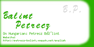 balint petrecz business card